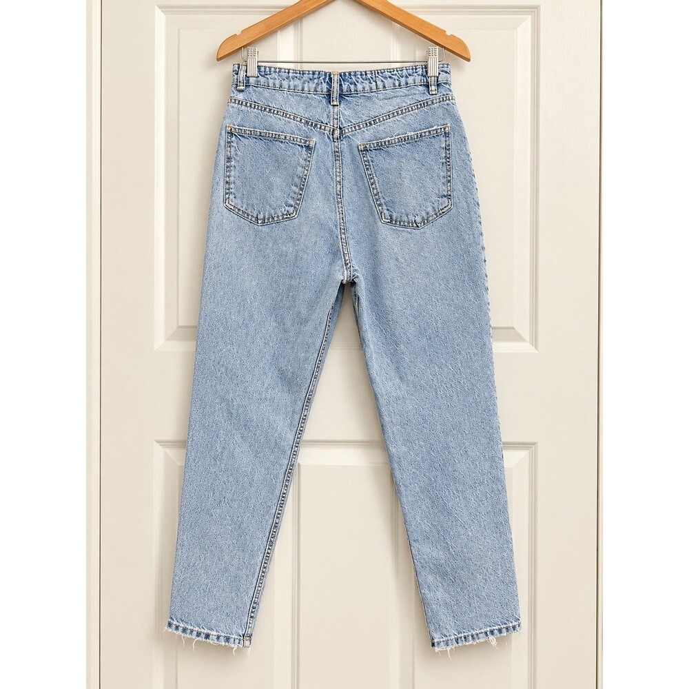 Zara Women’s Size 6 Straight Leg High Rise Light Wash Distressed Denim Jeans - Picture 2 of 12